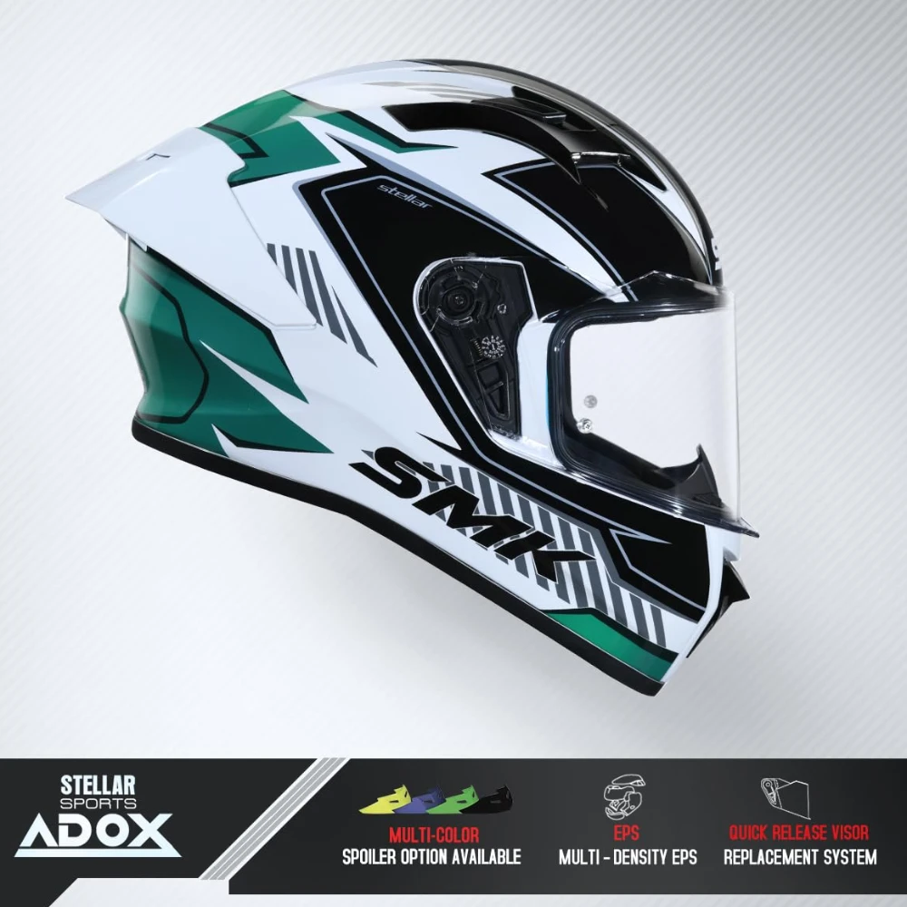 SMK Stellar Sports Adox Helmet ISI, DOT & Ece-06 Certified Full Face Helmet