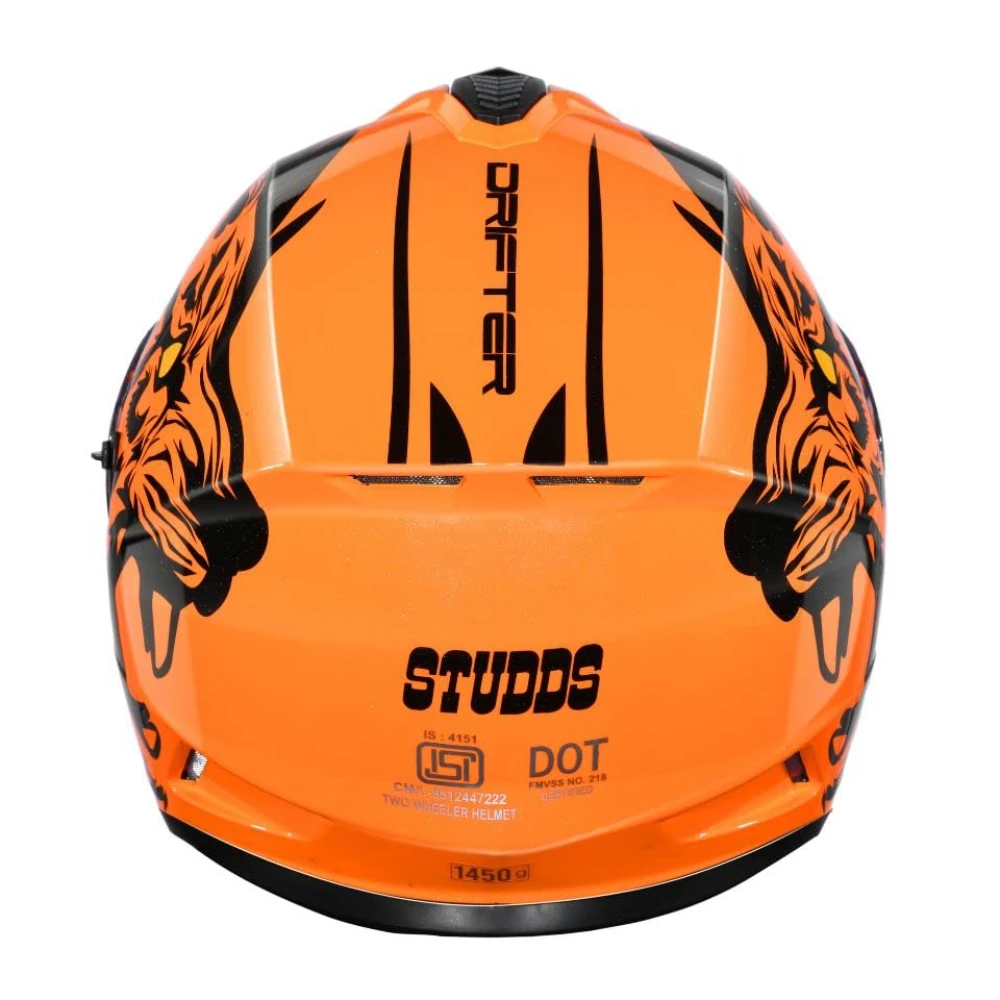 Studds Drifter Full Face Helmet Orange N9, Size: XL(60 cm)