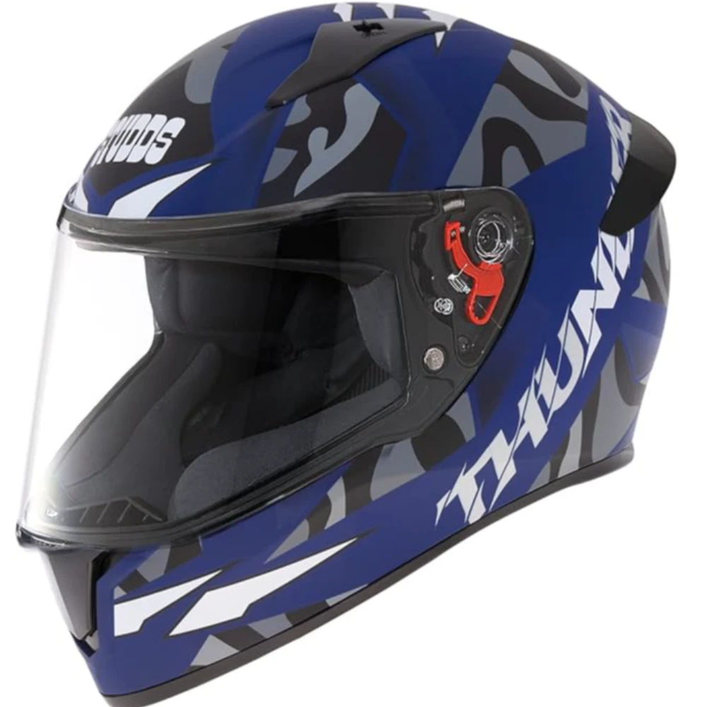 Studds Thunder Full Face Helmet D7 with Clear Visor (Matt Blue N4, M)