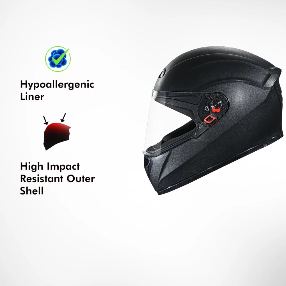 STUDDS Crest Eco ISI Certified Full Face Helmet for Men and Women with Clear Visor