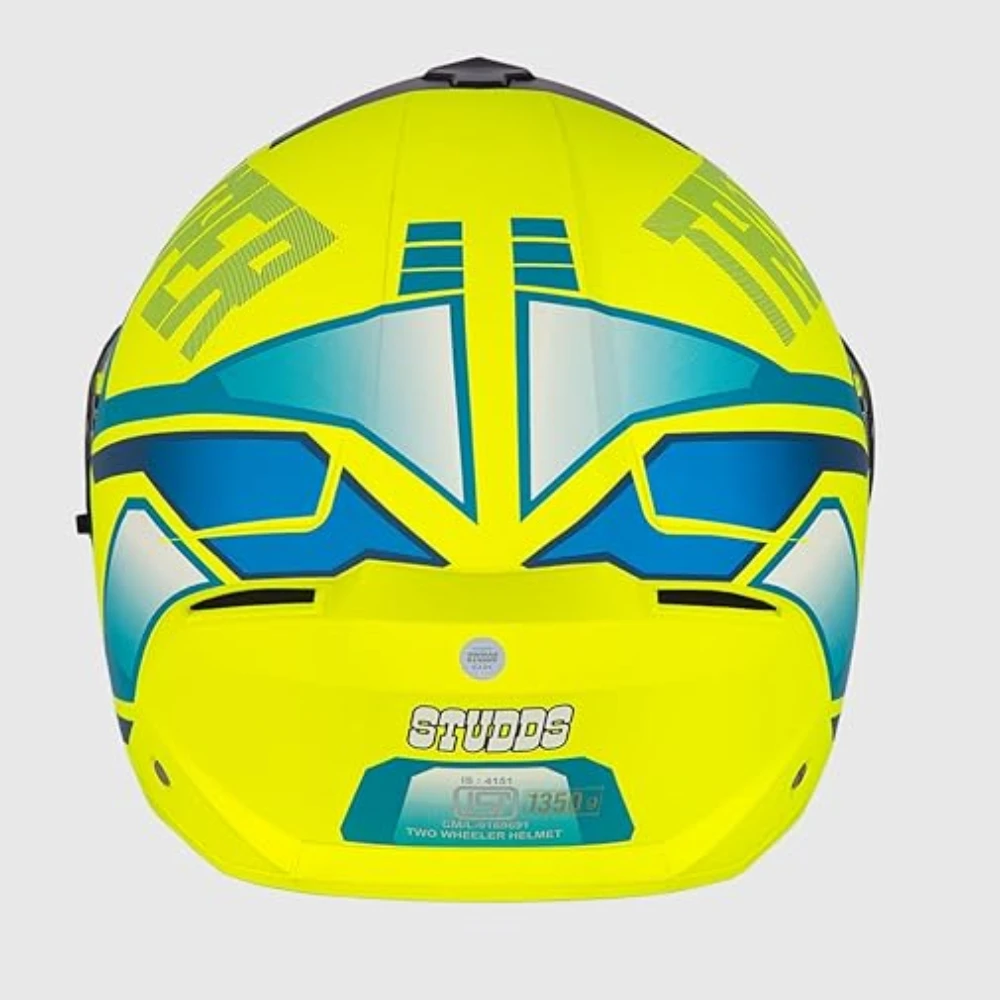STUDDS Trooper DV D1 ISI and DOT Certified Gloss Finish Flip-up Full Face Helmet for Men and Women with Inner Sun Visor (Matt Yellow N3/M)