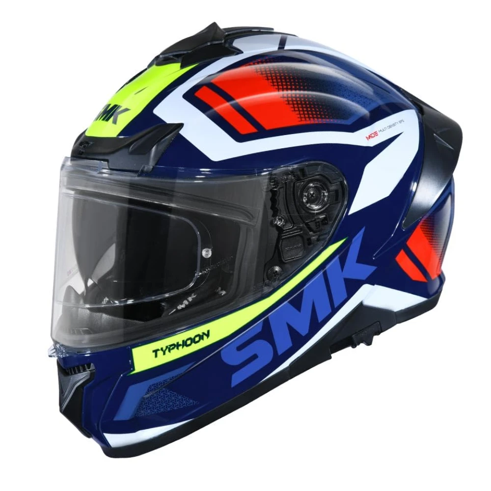 SMK Typhoon Thorn ISI ECE & DOT Certified Full Face Dual Visor Helmet for Men and Women with Pinlock Fitted Clear Visor and Inner Sun Visor ( Blue - GL543 - S )