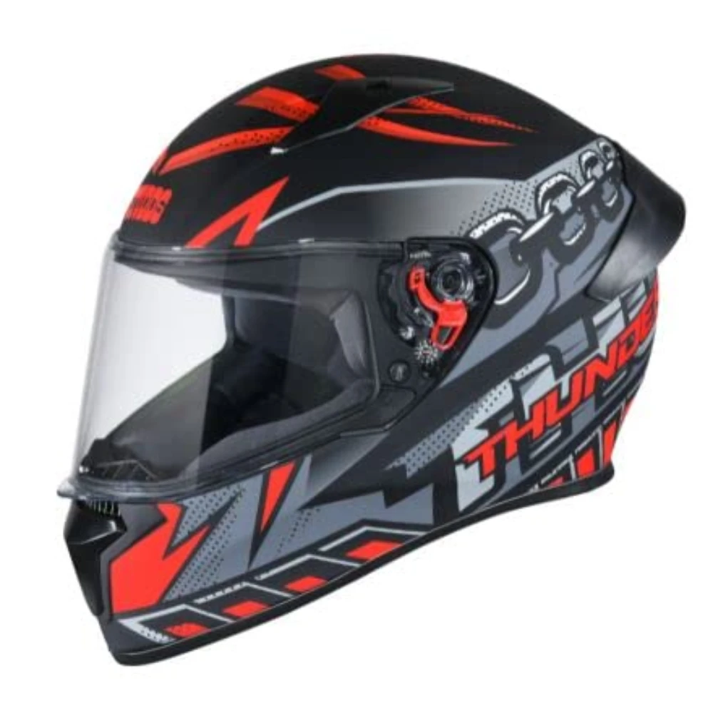 Studds Thunder D5 ISI and DOT Certified Full Face Graphic Helmet for Men and Women with Clear Visor (Matt Black N2, L)