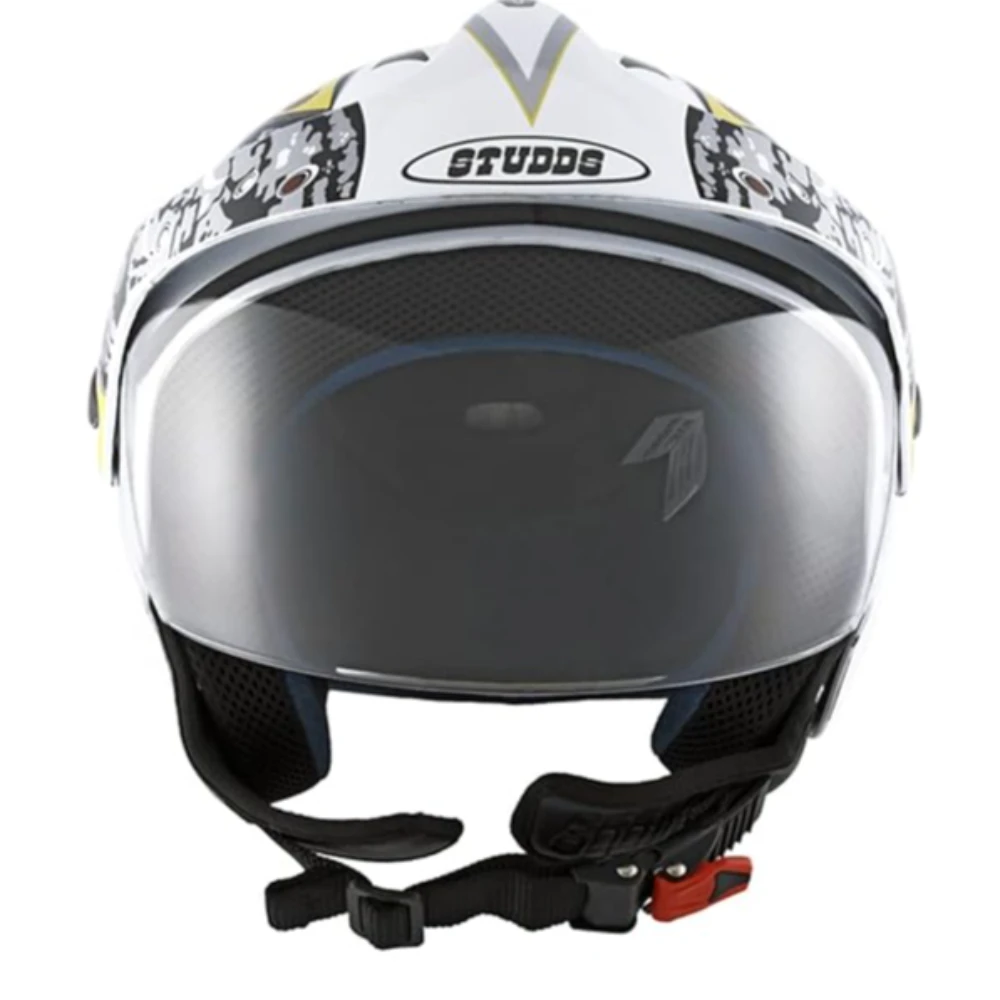 Studds Marshall D2 Open Face Helmet (White Yellow, M)