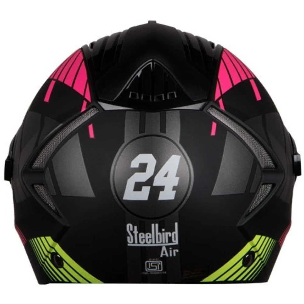 Steelbird SBA-2 Robot Glossy Pink with Neon with Rainbow Visor,580 mm