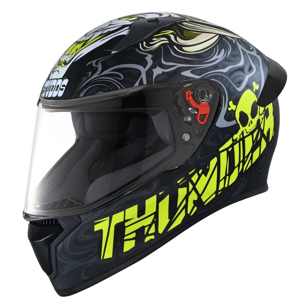 Studds Thunder Full Face Helmet D9 with Clear Visor (Matt Black N5, L)