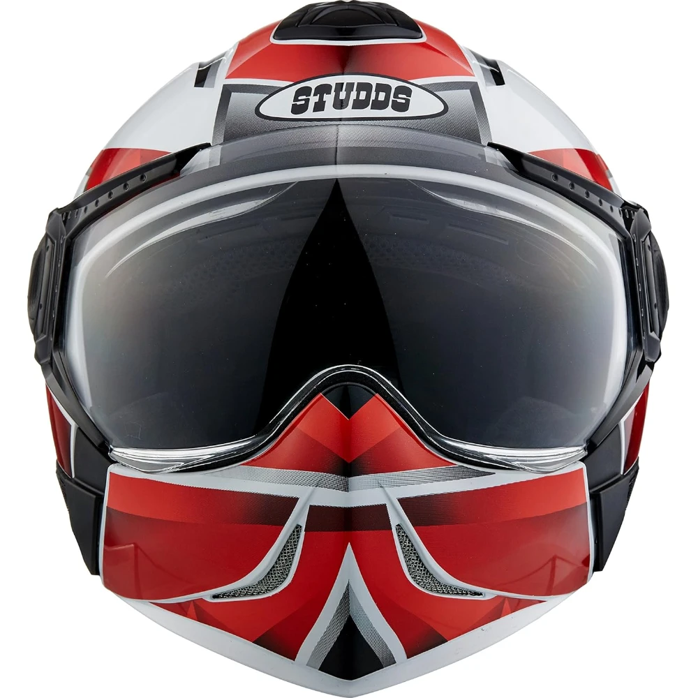 Studds DOWNTOWN D3 Flip Off Full Face Helmet (White and Red, XL)