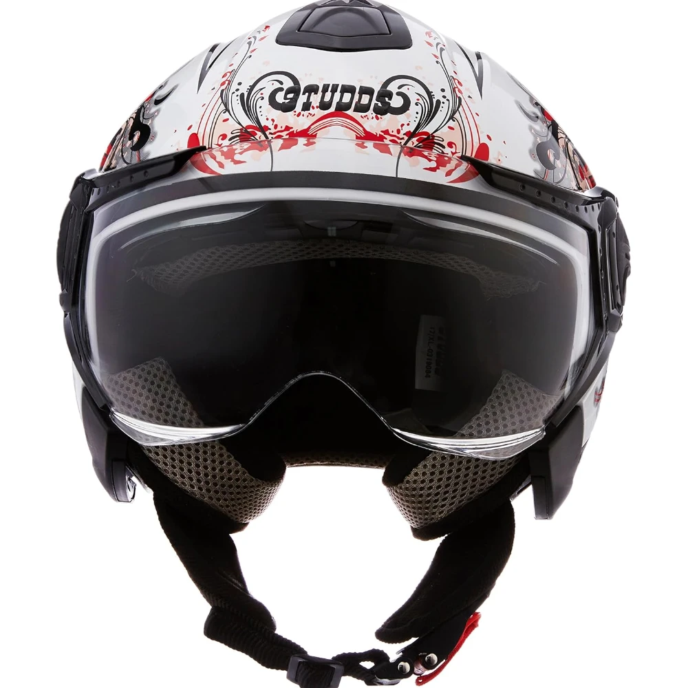 Studds DOWNTOWN D1 Decor Open Face (White and Red, x-large)