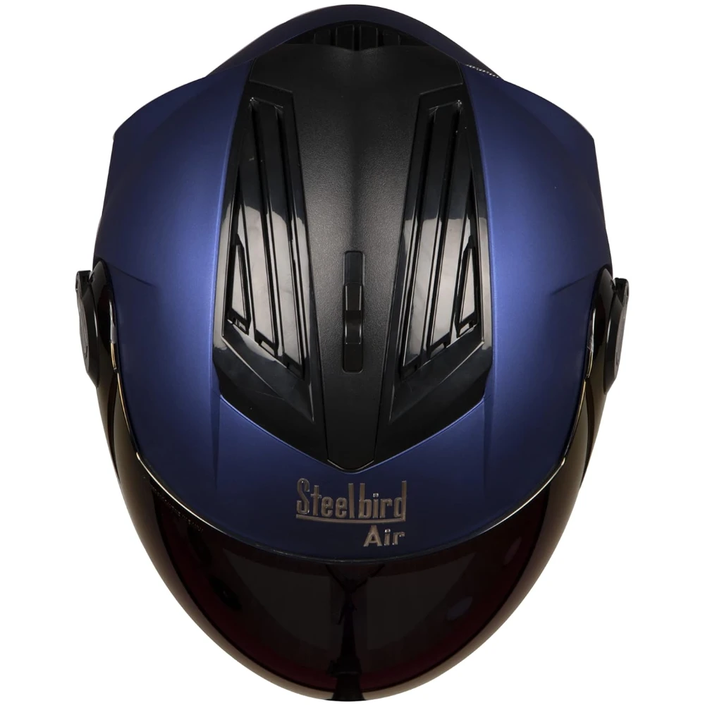 Steelbird Air SBA-2 Matt Full Face Helmet with Iridium Blue Visor (Blue, 580 mm)
