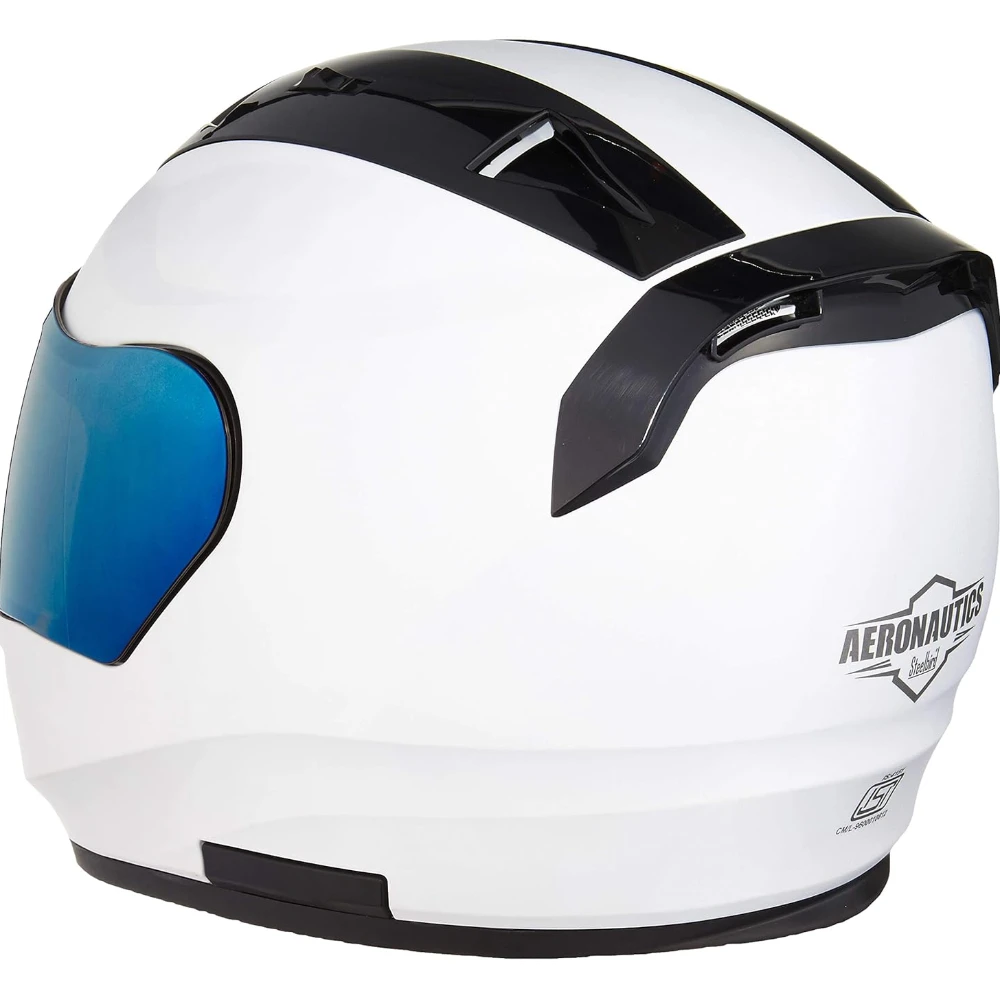 Steelbird SA-1 Aeronautics Full Face Helmet White, Size: M(55-56 cm)