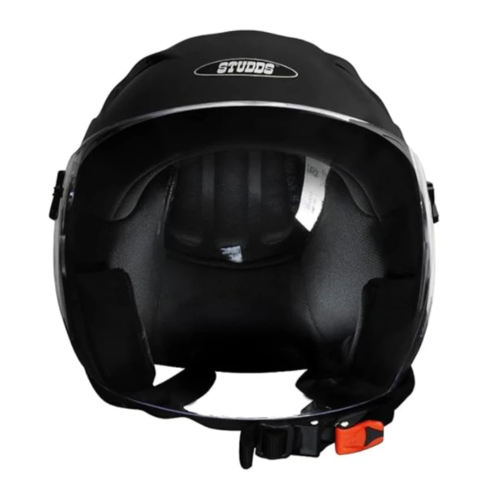 STUDDS RAY Super ISI Certified Open FACE Helmet for Men and Women with D - Ring Lock (Black M)