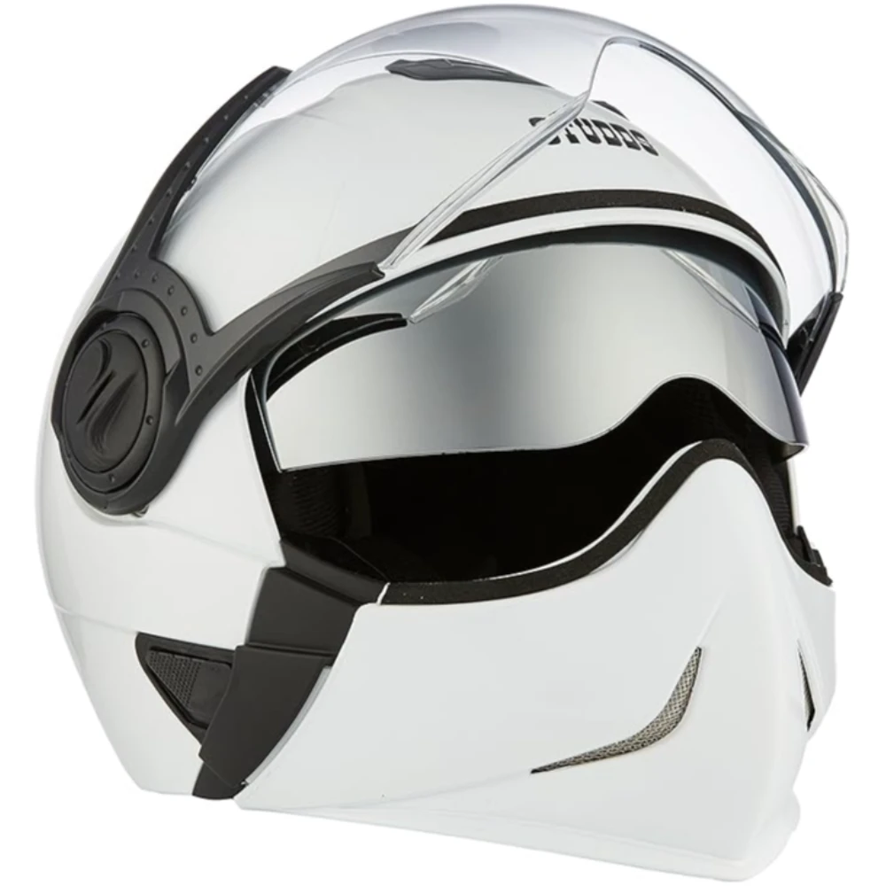 Studds DOWNTOWN Flip Off Full Face Helmet (White, Medium)