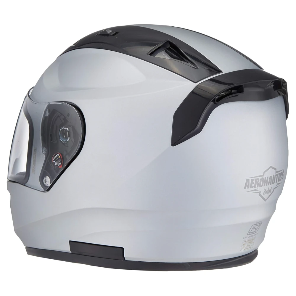 Steelbird SA-1 Aeronautics Full Face Helmet Silver, Size: L(57-58 cm)