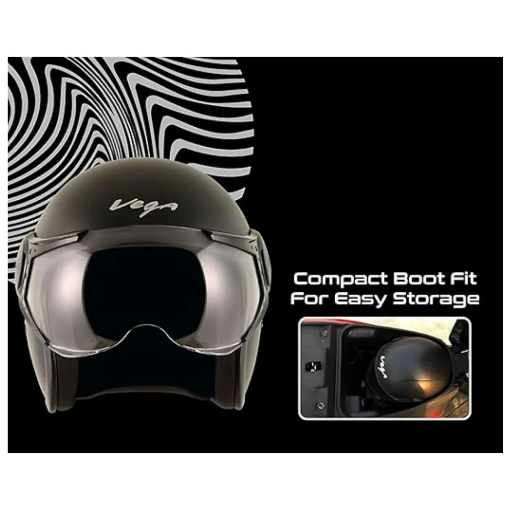 Vega Jet Star W/Visor Dull Black Silver Helmet-M