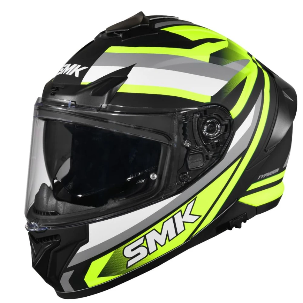 SMK Typhoon Freeride ISI ECE & DOT Certified Full Face Dual Visor Helmet for Men and Women with Pinlock Fitted Clear Visor and Inner Sun Visor ( GL246 - 2XL )