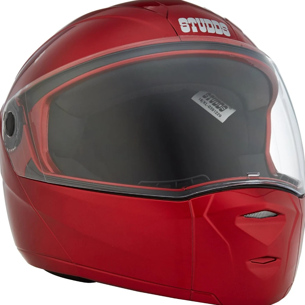 STUDDS Ninja Elite SUPER Flip Up Full Face Helmet (Cherry Red, XL)