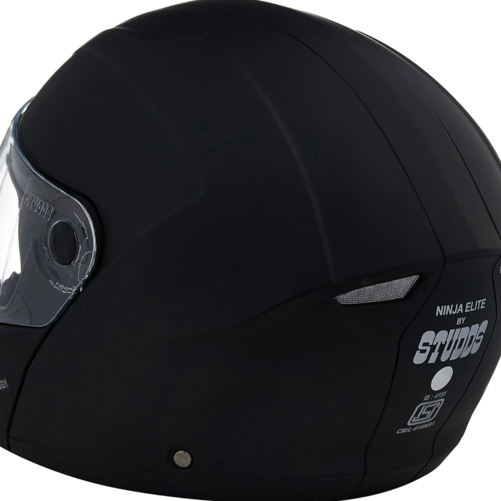 STUDDS Ninja Elite SUPER Flip Up Full Face Helmet (Matt Black, Medium)