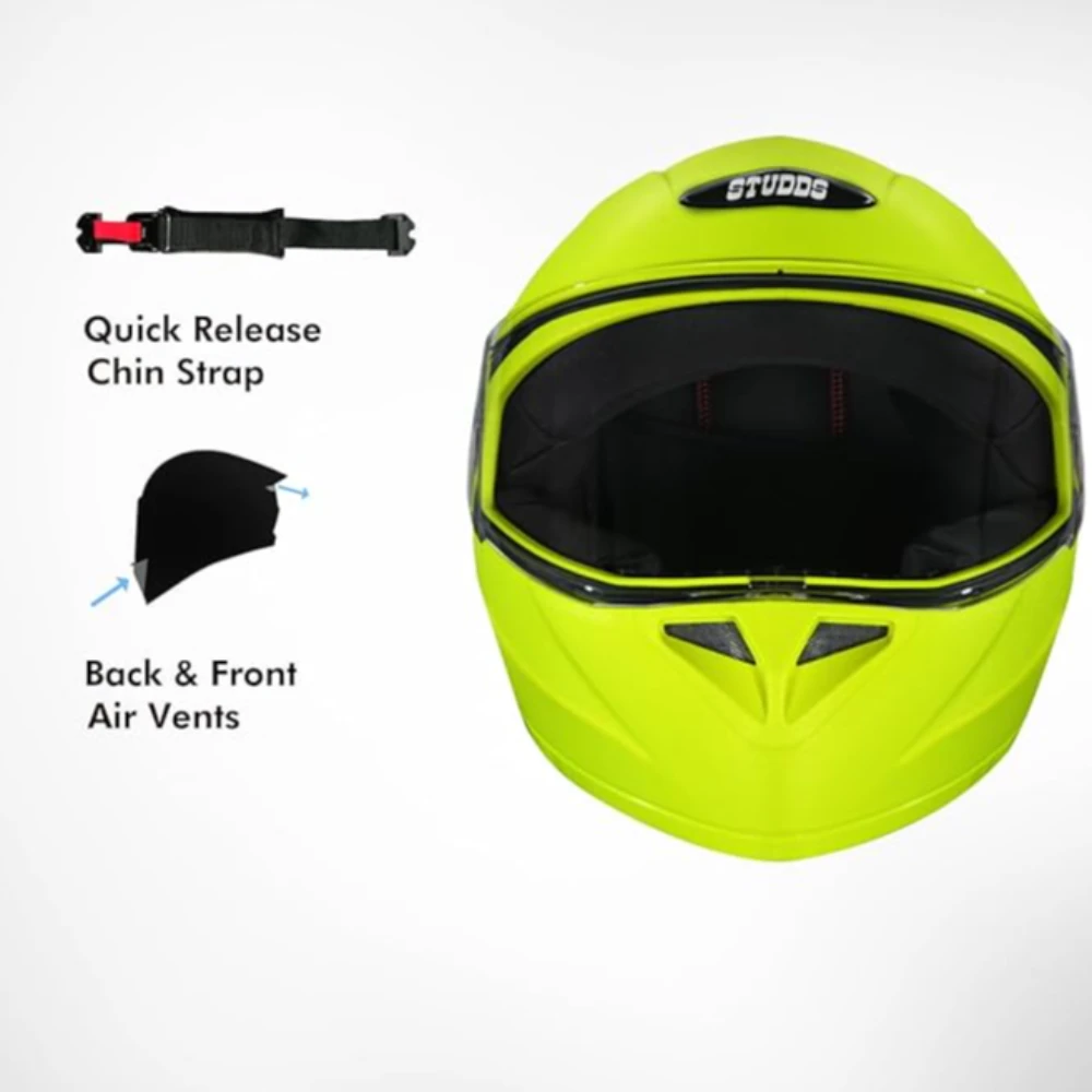 STUDDS Crest Eco ISI Certified Full Face Helmet for Men and Women with Clear Visor