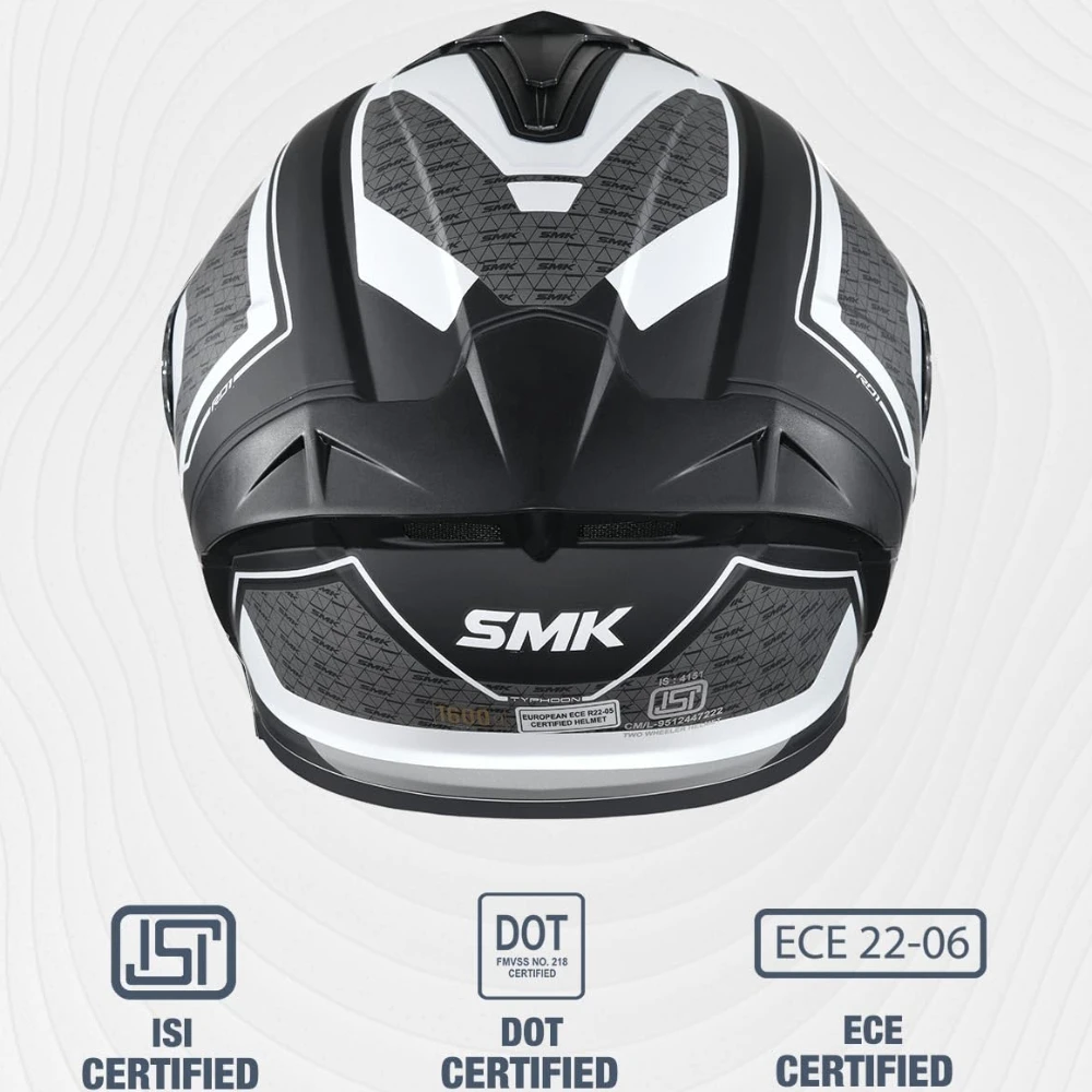 SMK Typhoon RD1 ISI ECE & DOT Certified Full Face Dual Visor Helmet for Men and Women with Pinlock Fitted Clear Visor and Inner Sun Visor ( MATT Black - MA216 - XS )