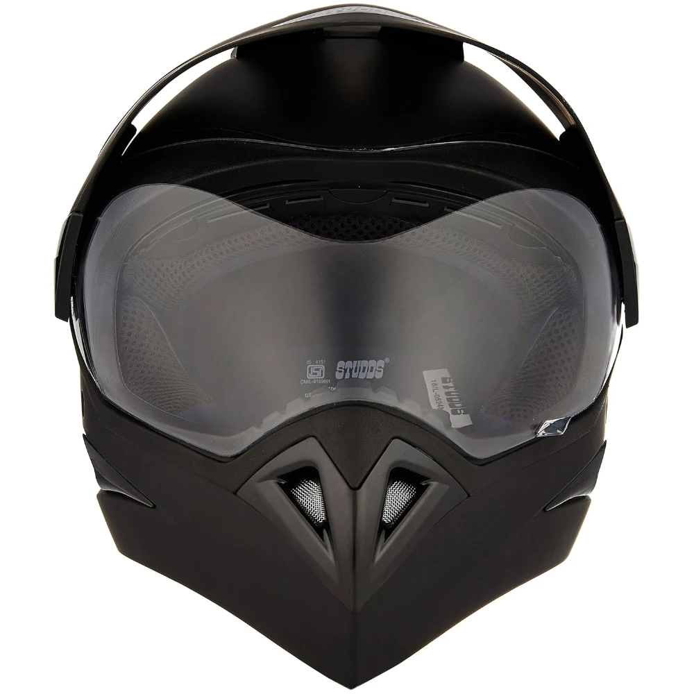 Studds Motocross Plain Full Face Helmet with Plain Visor (Matt Black, L)