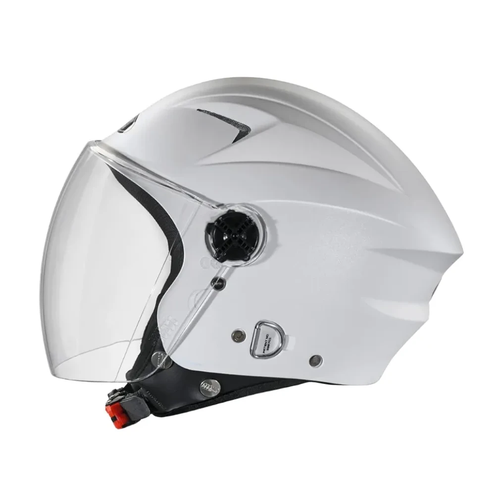 STUDDS RAY ISI Certified Open FACE Helmet for Men and Women with D - Ring Lock (White/XL)