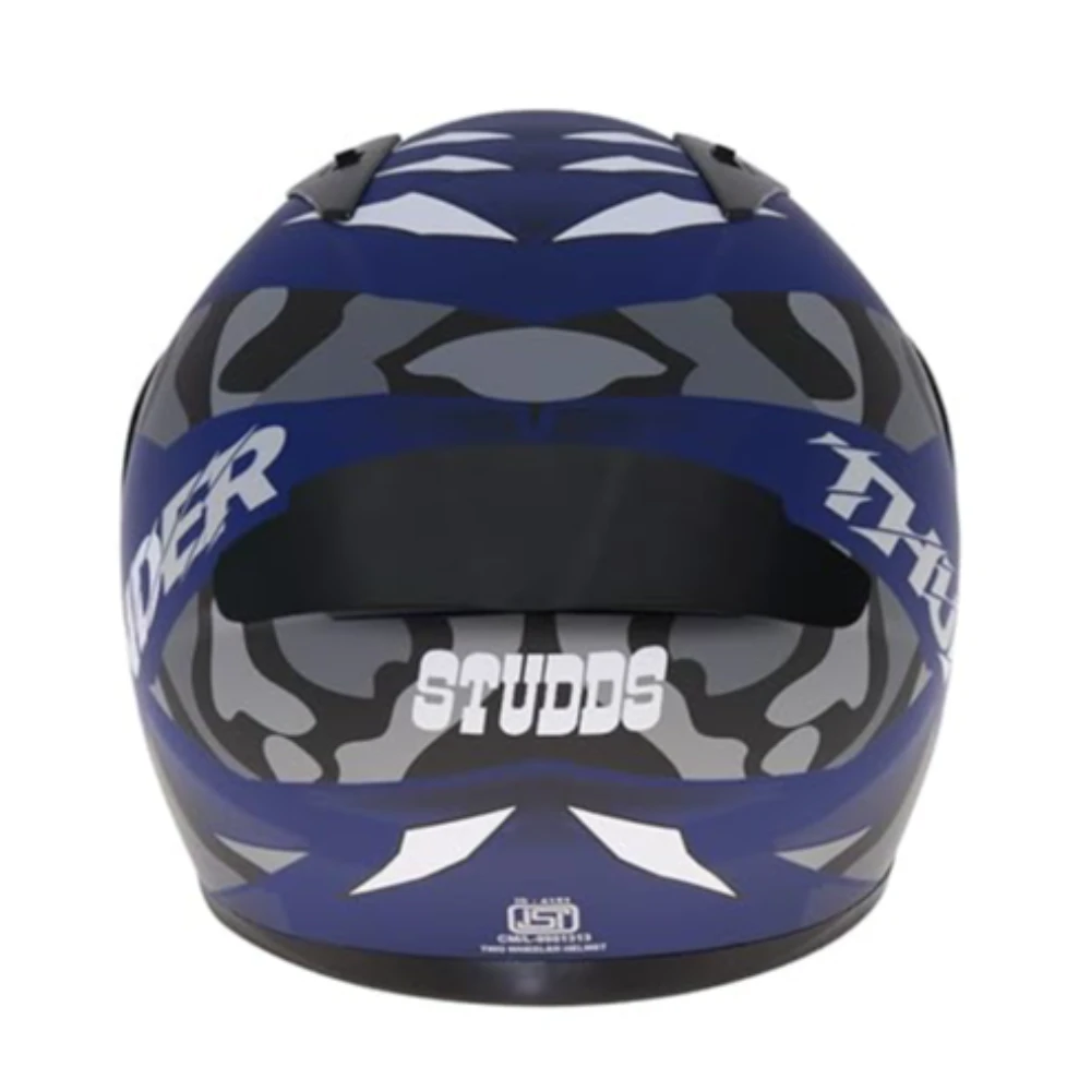 Studds Thunder Full Face Helmet D7 with Clear Visor (Matt Blue N4, M)
