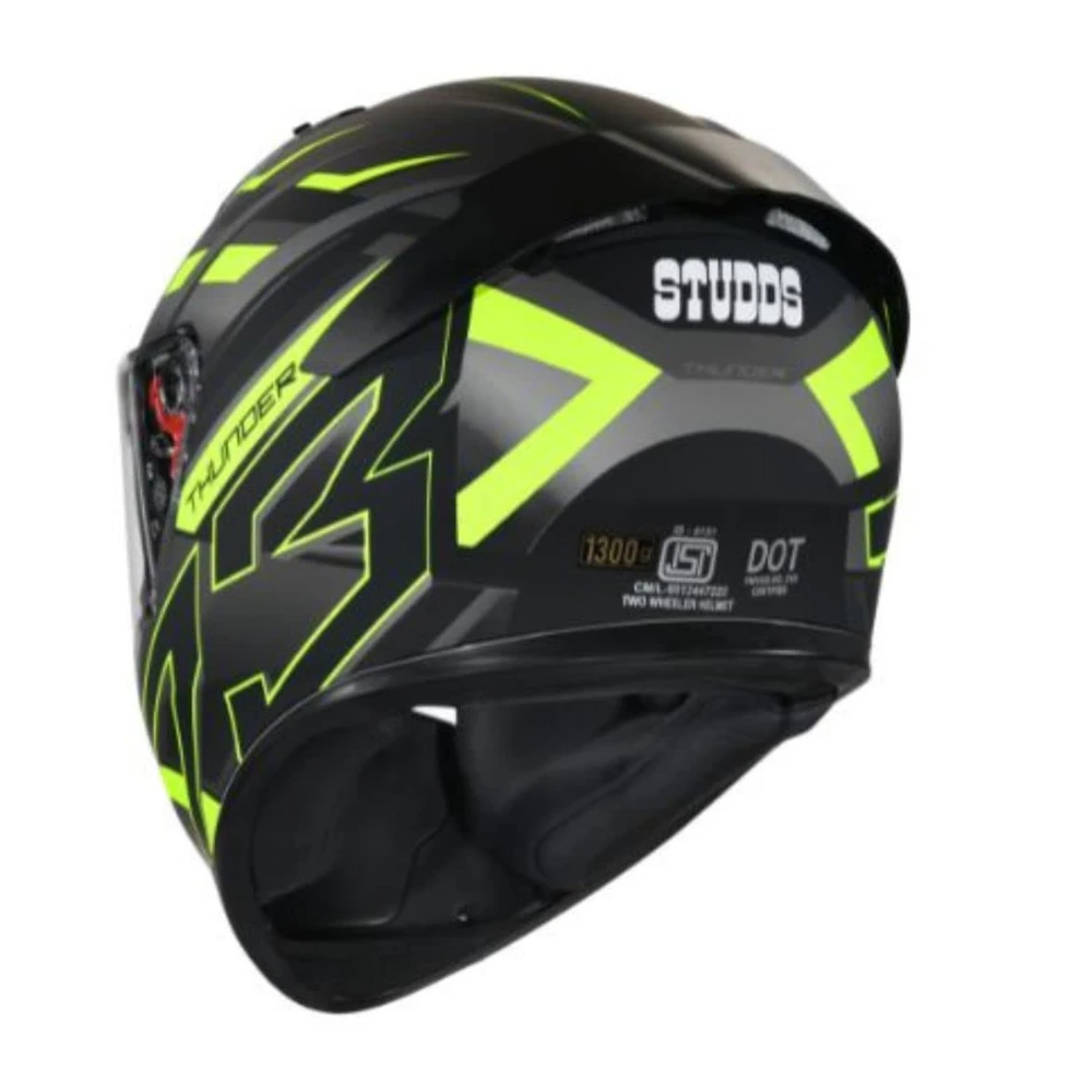 Studds Thunder D6 ISI and DOT Certified Full Face Graphic Helmet for Men and Women with Clear Visor (Matt Black Grey N5, XL)