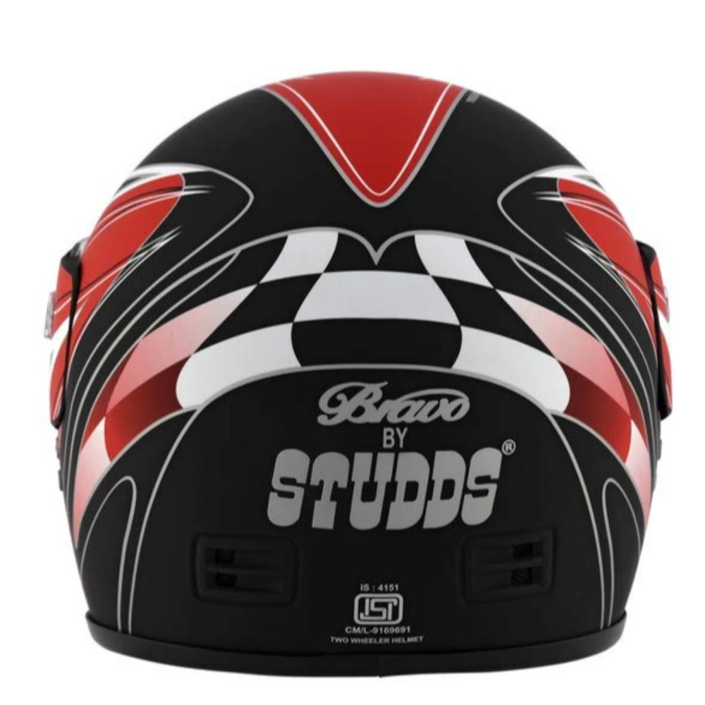 Studds Bravo Decor Knight Full Face Helmet (Matt Black and Red, M 570)