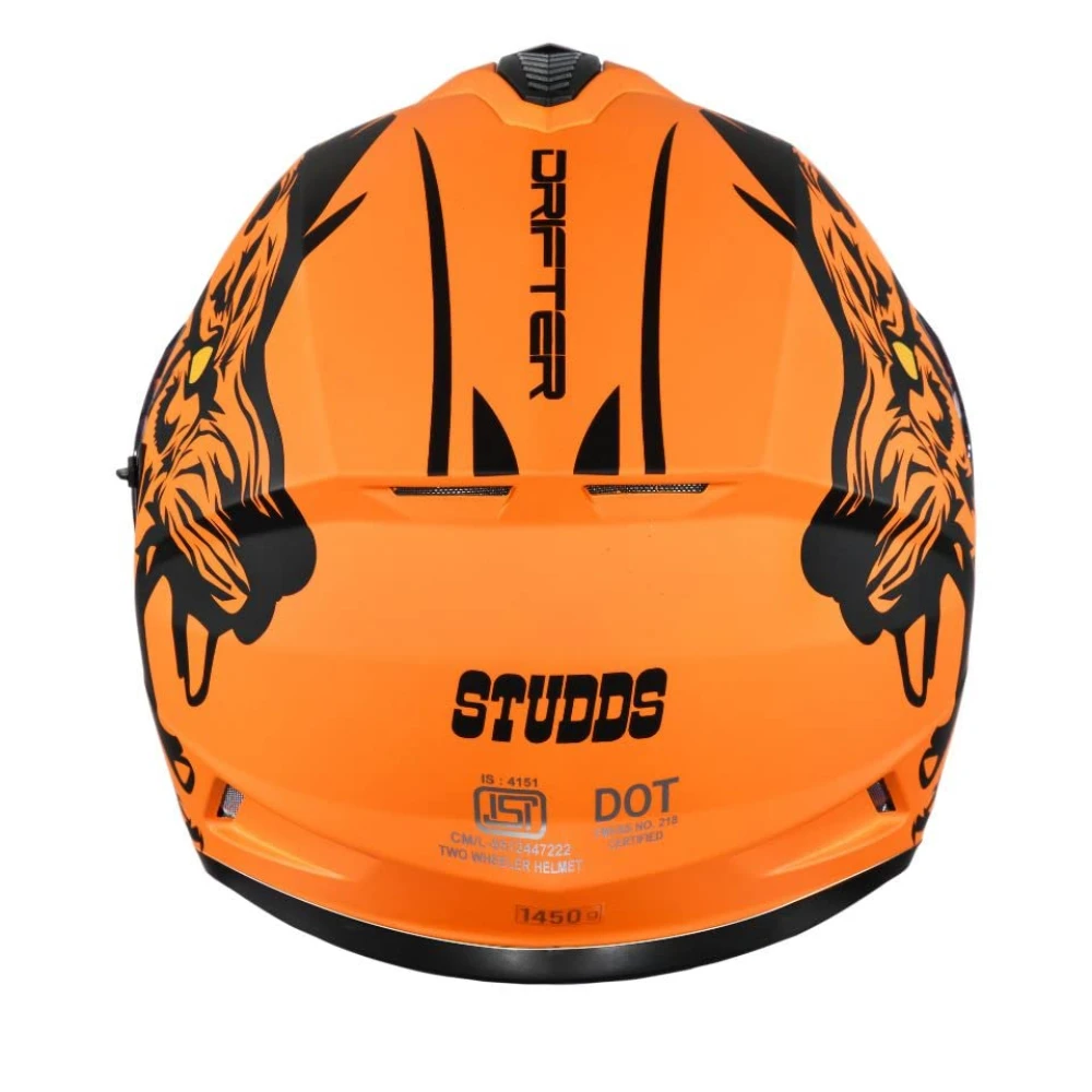 Studds Drifter Full Face Helmet Matt Orange N9, Size: XL(60 cm)