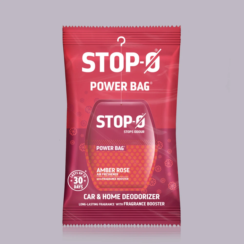 Stop-O Hanging Freshener Power Bag - Amber Rose (Pack of 8)