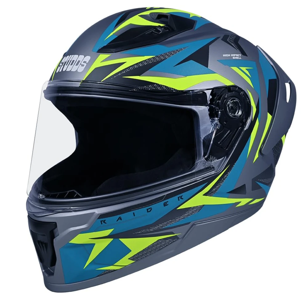 STUDDS Raider Skulpt ISI Certified Full Face Helmet for Men and Women with Spoilor and Clear Visor