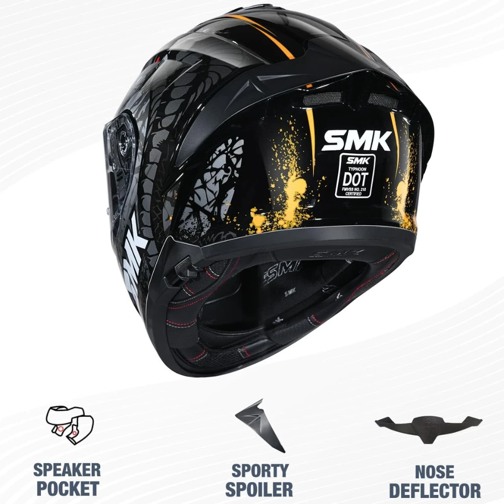 SMK Reptile ISI ECE & DOT Certified Full Face Dual Visor Helmet for Men and Women with Pinlock Fitted Clear Visor and Inner Sun Visor