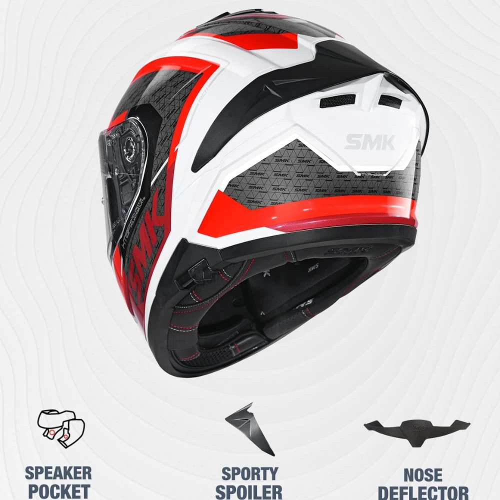 SMK Typhoon RD1 ISI ECE & DOT Certified Full Face Dual Visor Helmet for Men and Women with Pinlock Fitted Clear Visor and Inner Sun Visor ( White - GL136 - XS )