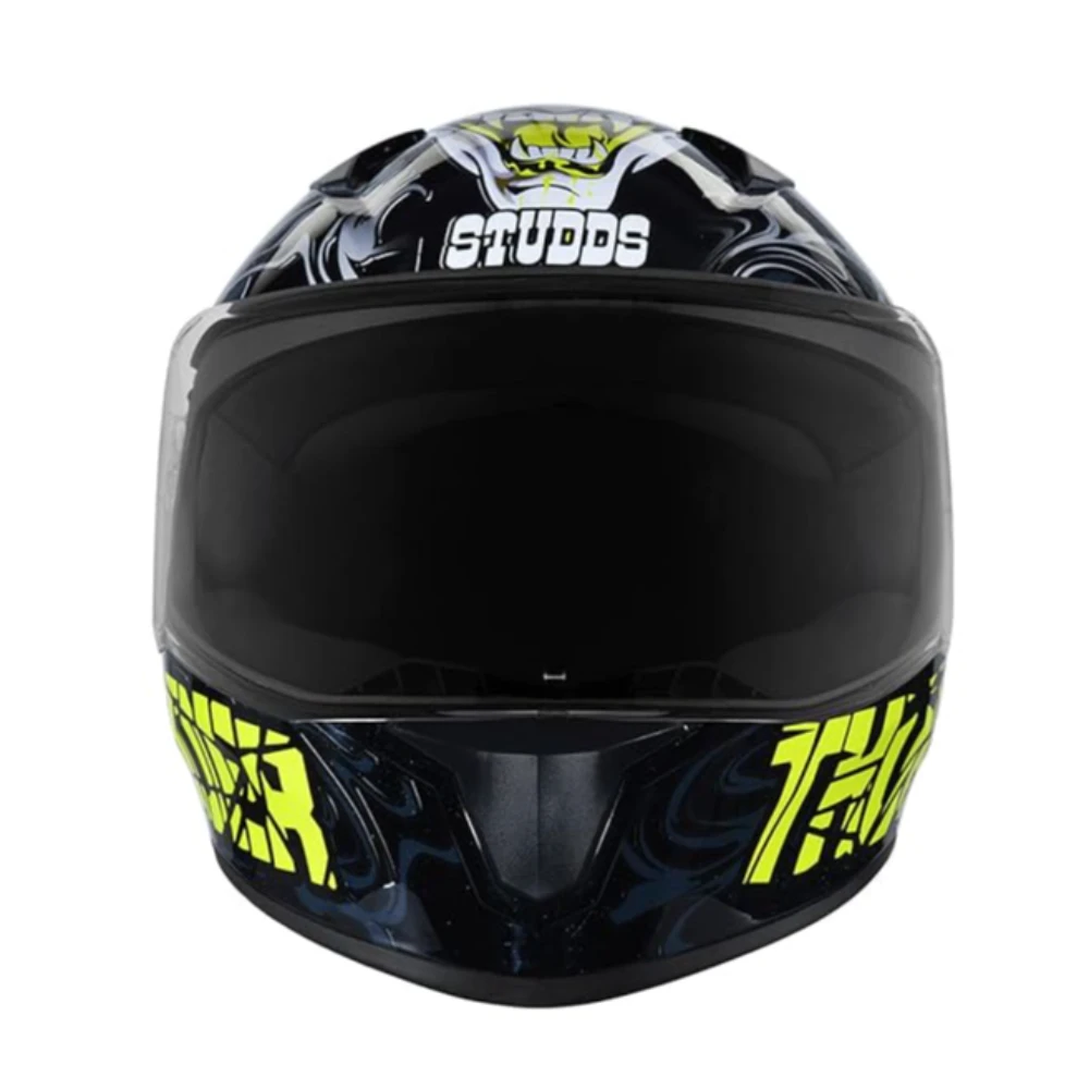 Studds Thunder Full Face Helmet D9 with Clear Visor (Black N5, XL)