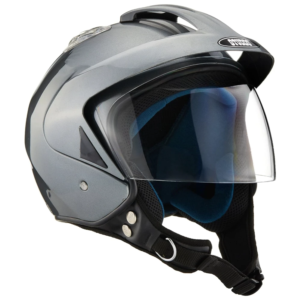 Studds KS-1 Metro Open Face Helmet (Silver and Grey, M)