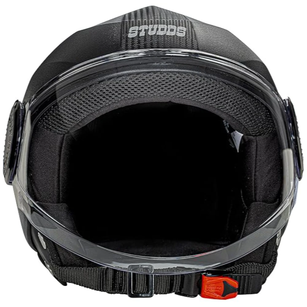 Studds Urban Black with Black Strip Open Face Helmet (L)