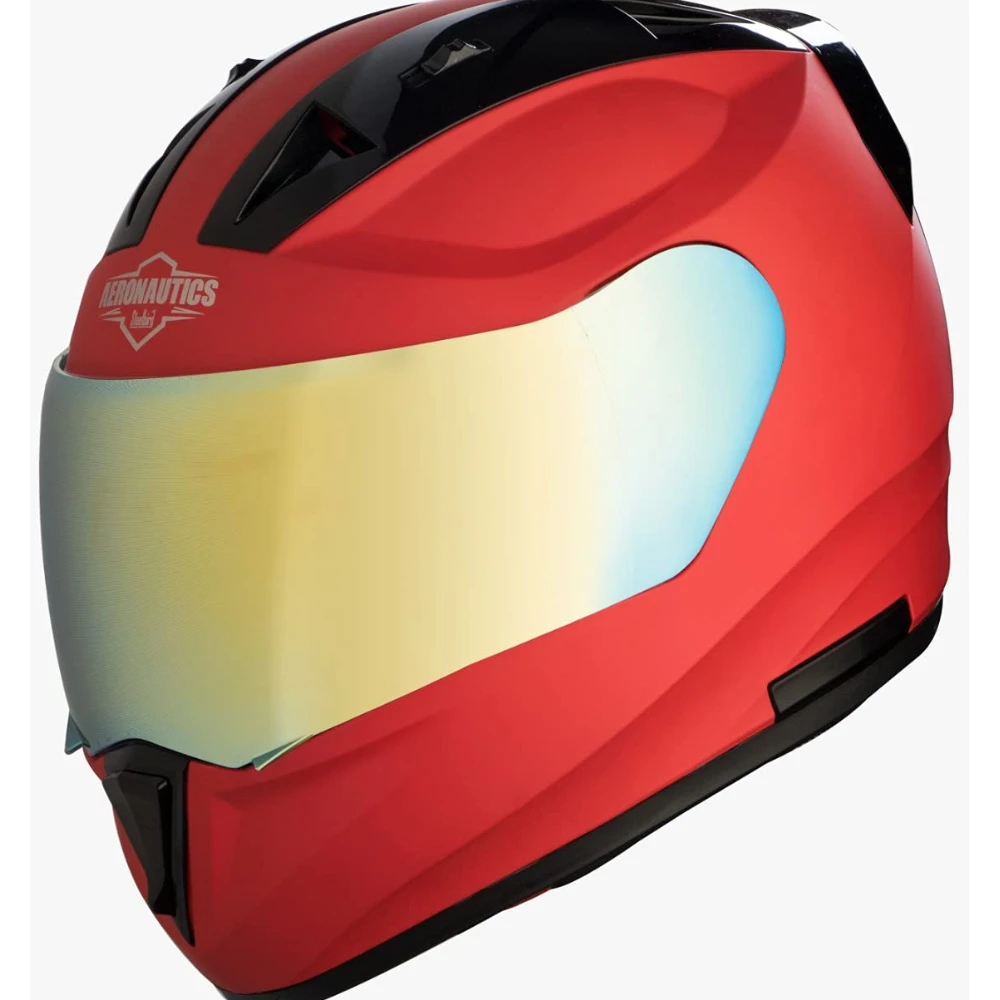 Steelbird SA-1 Aeronautics ISI Certified Full Face Helmet Fitted with Clear and Extra Chrome Visor(Matt Red, L)