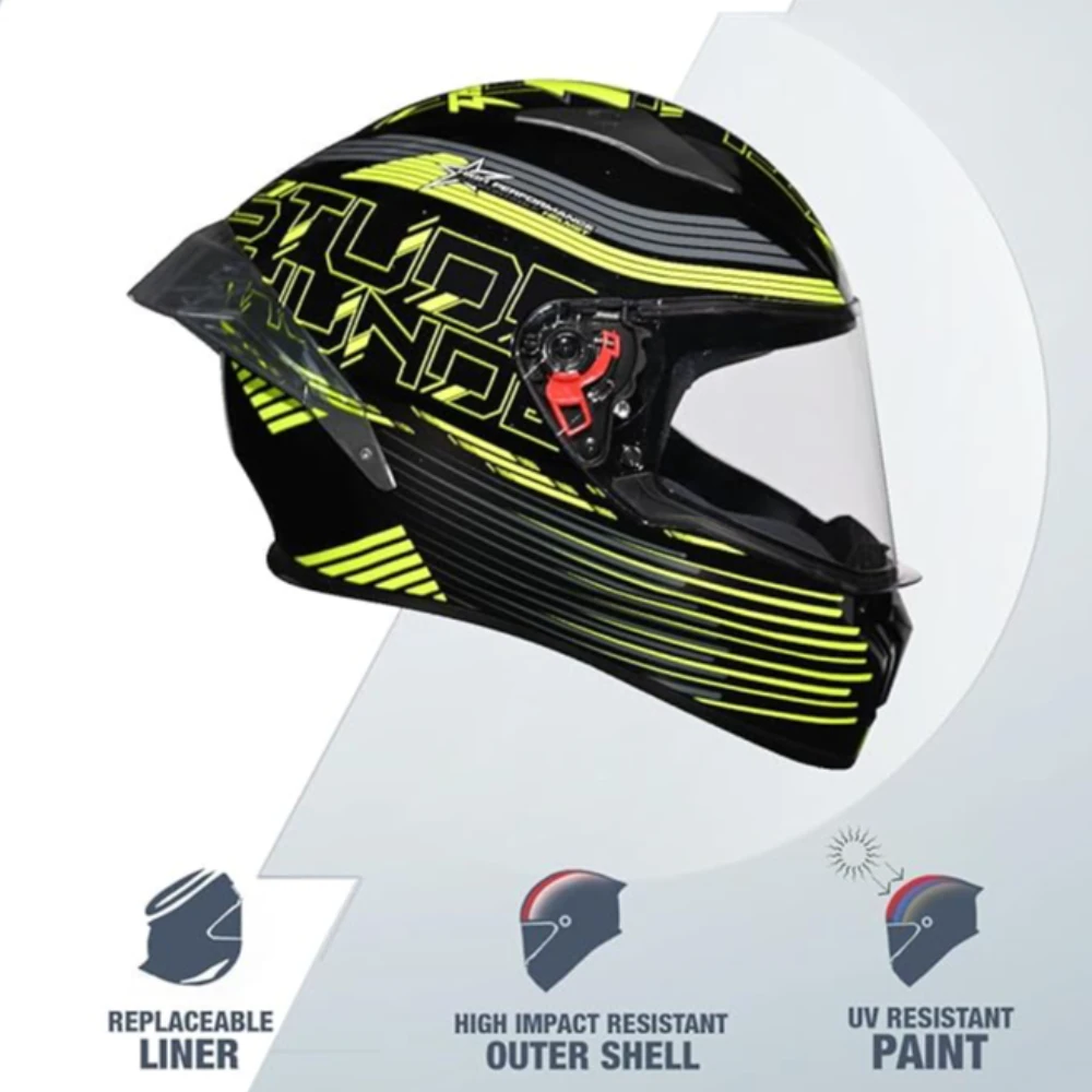 Studds Thunder D11 Isi and Dot Certified Full Face Motorcycling Helmet for Men and Women with Clear Visor (M)