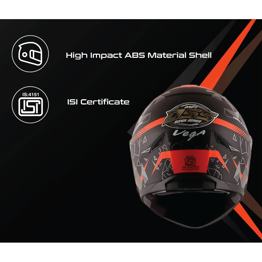 Vega Storm Drift Dull Black Orange Helmet-L