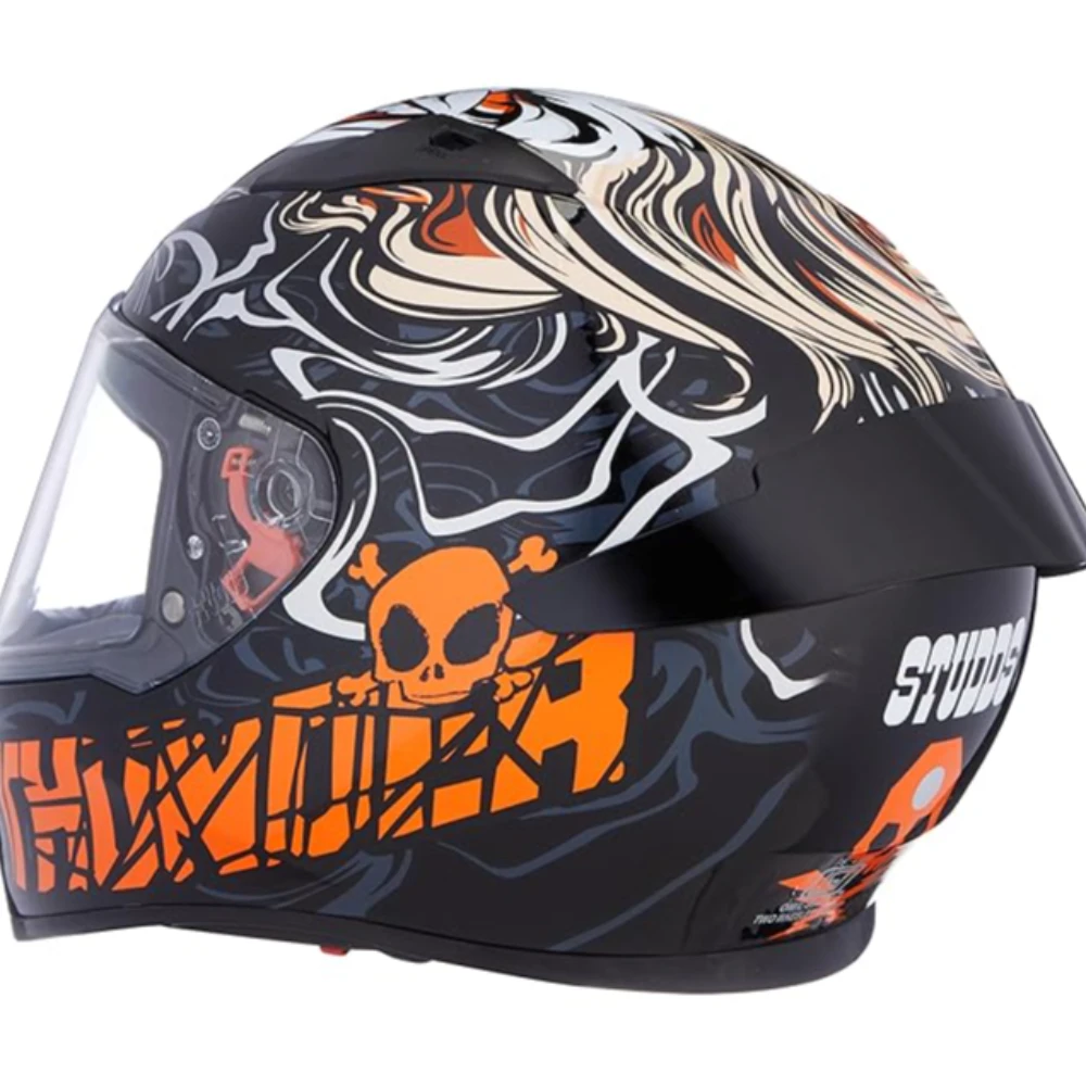 Studds Thunder Full Face Helmet D9 with Clear Visor (Black N10, M)