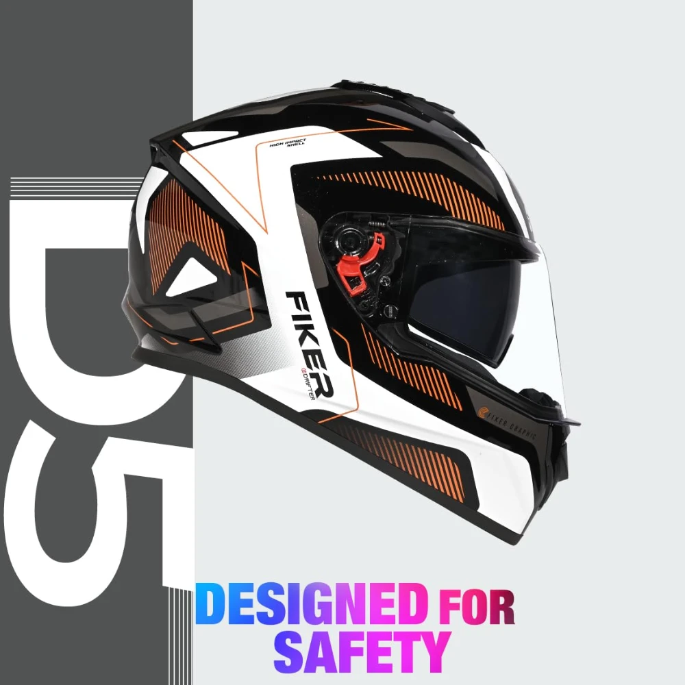 Studds Drifter D5 Fiker ISI and DOT Certified Full face Helmet for Men and Women with Inner Sun Visor and Spoiler (Black XL)