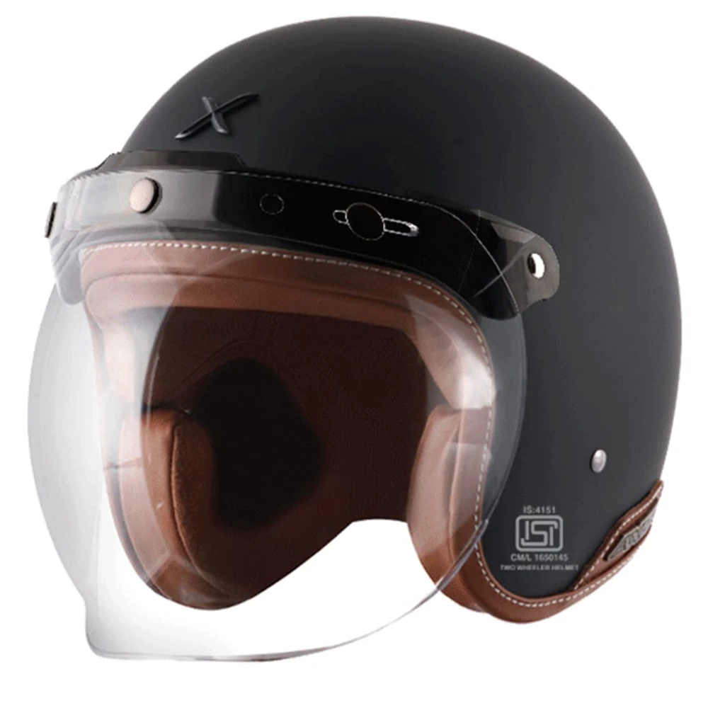 axor Retro Jet Leather Helmet (Dull Black, M)