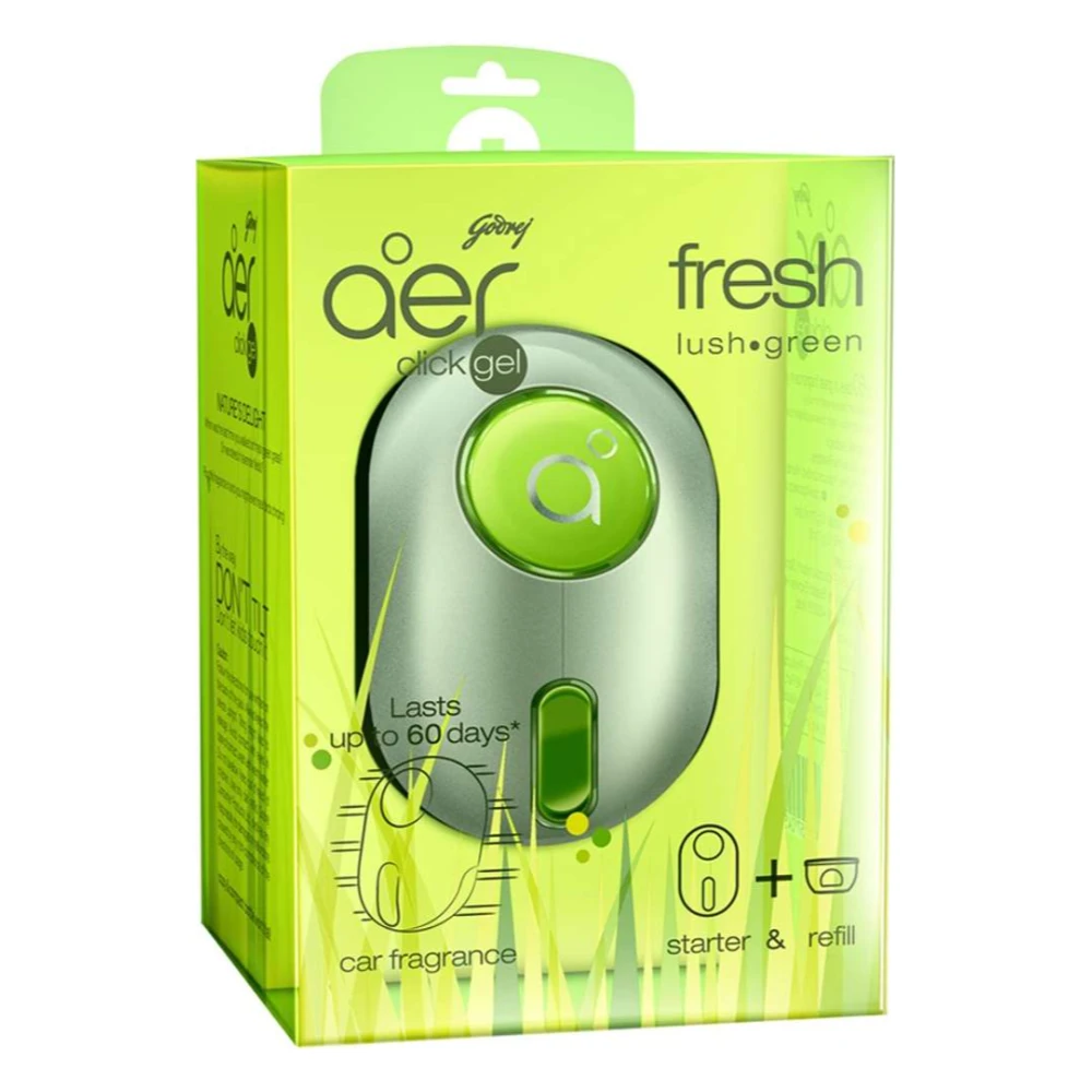 Godrej Aer Click Fresh Lush Green Car Freshener Diffuser Click Gel (10g)