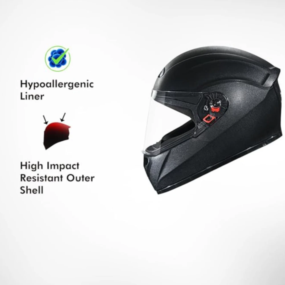 STUDDS Crest Eco ISI Certified Full Face Helmet for Men and Women with Clear Visor