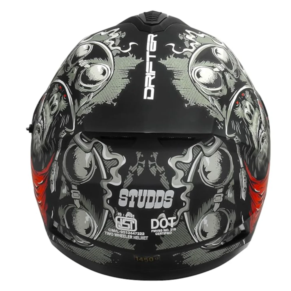 Studds Drifter D3 ISI and DOT Certified Full face Graphic Helmet for Men and Women with Inner Sun Visor (Matt Black Grey N2, XL)