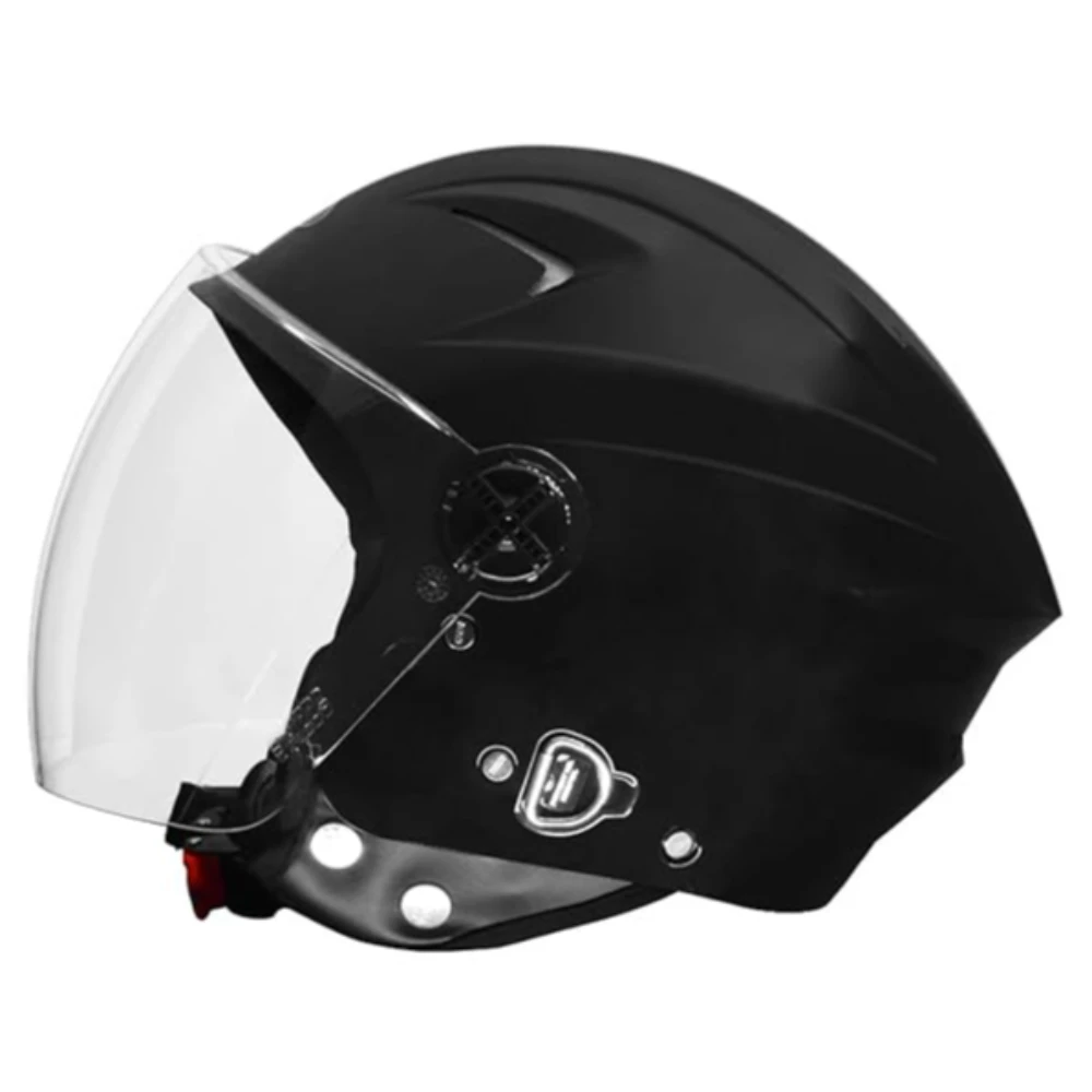 STUDDS RAY Super ISI Certified Open FACE Helmet for Men and Women with D - Ring Lock (Black M)