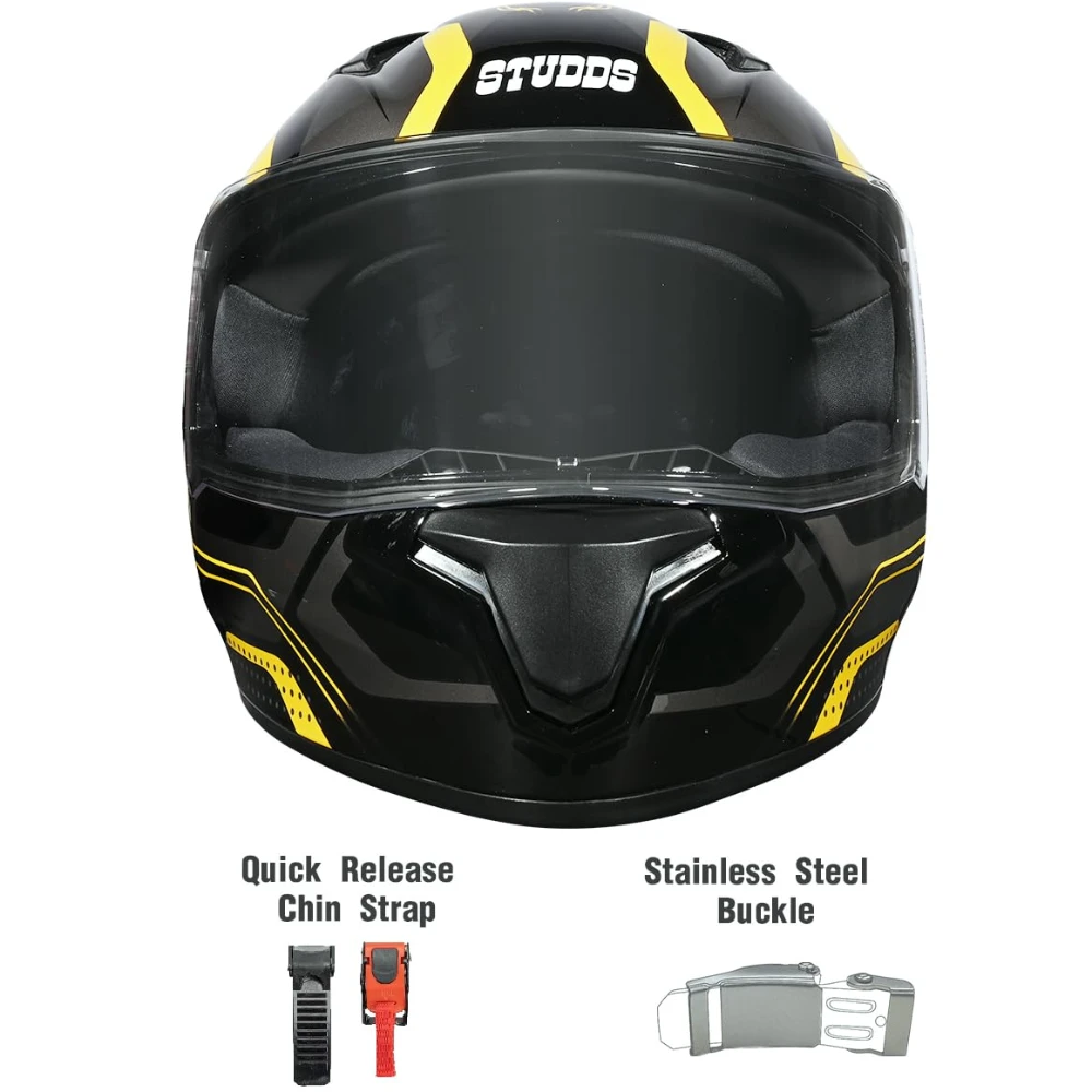 Studds Thunder D2 Draken ISI and DOT Certified Full Face Helmet for Men and Women with Spoiler and Clear Visor