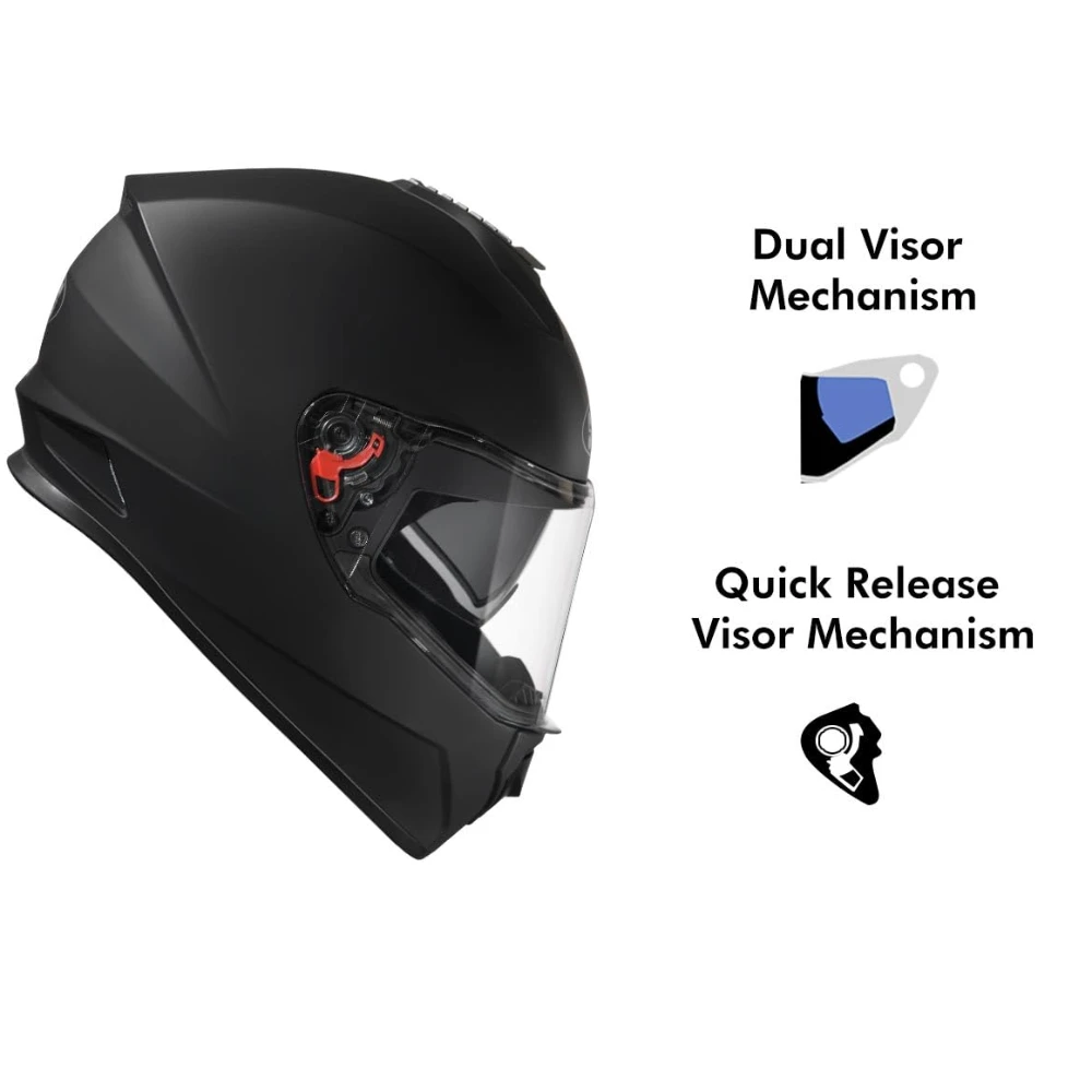 Studds Drifter ISI and DOT Certified Full face Helmet for Men and Women with Inner Sun Visor and Spoiler