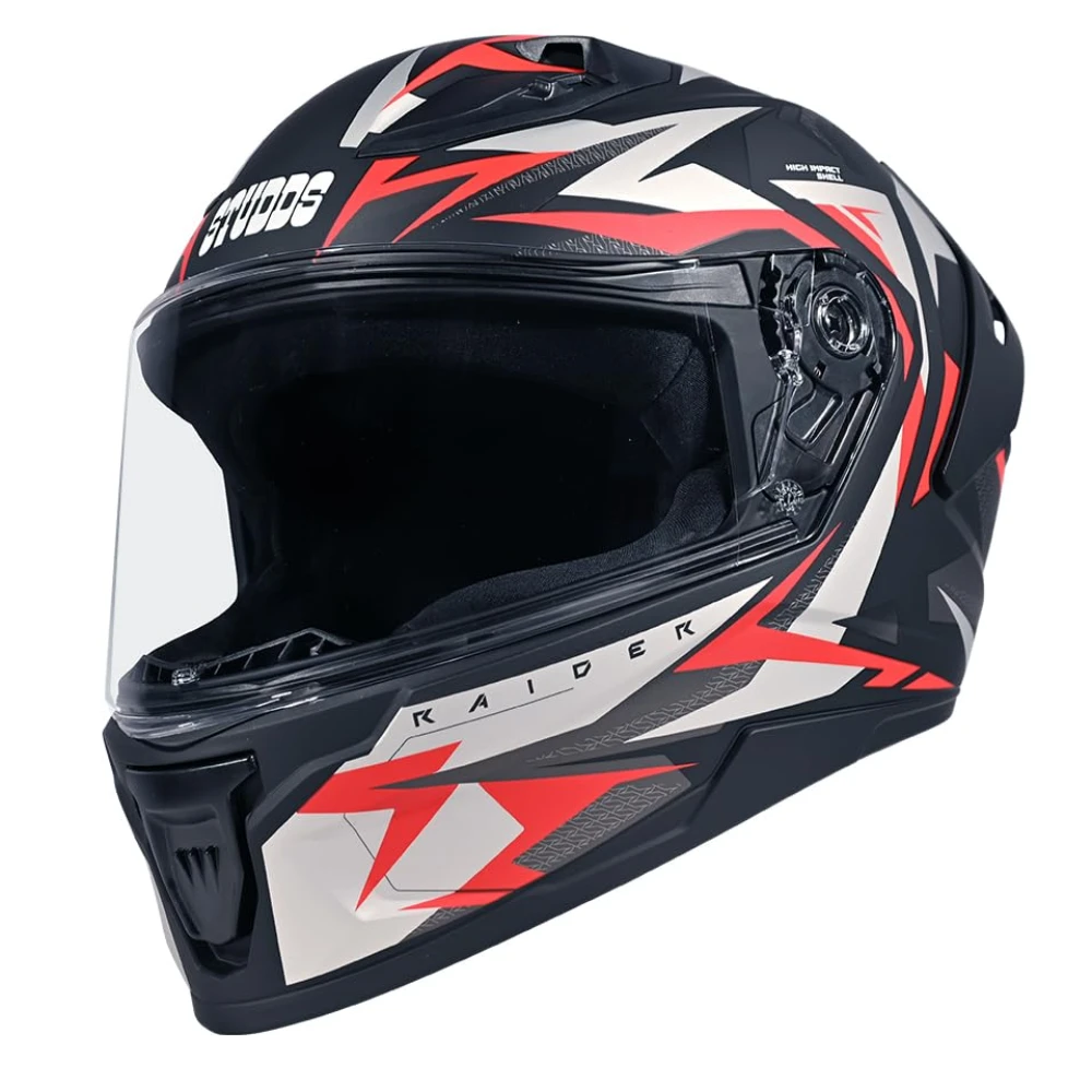 STUDDS Raider Skulpt ISI Certified Full Face Helmet for Men and Women with Spoilor and Clear Visor