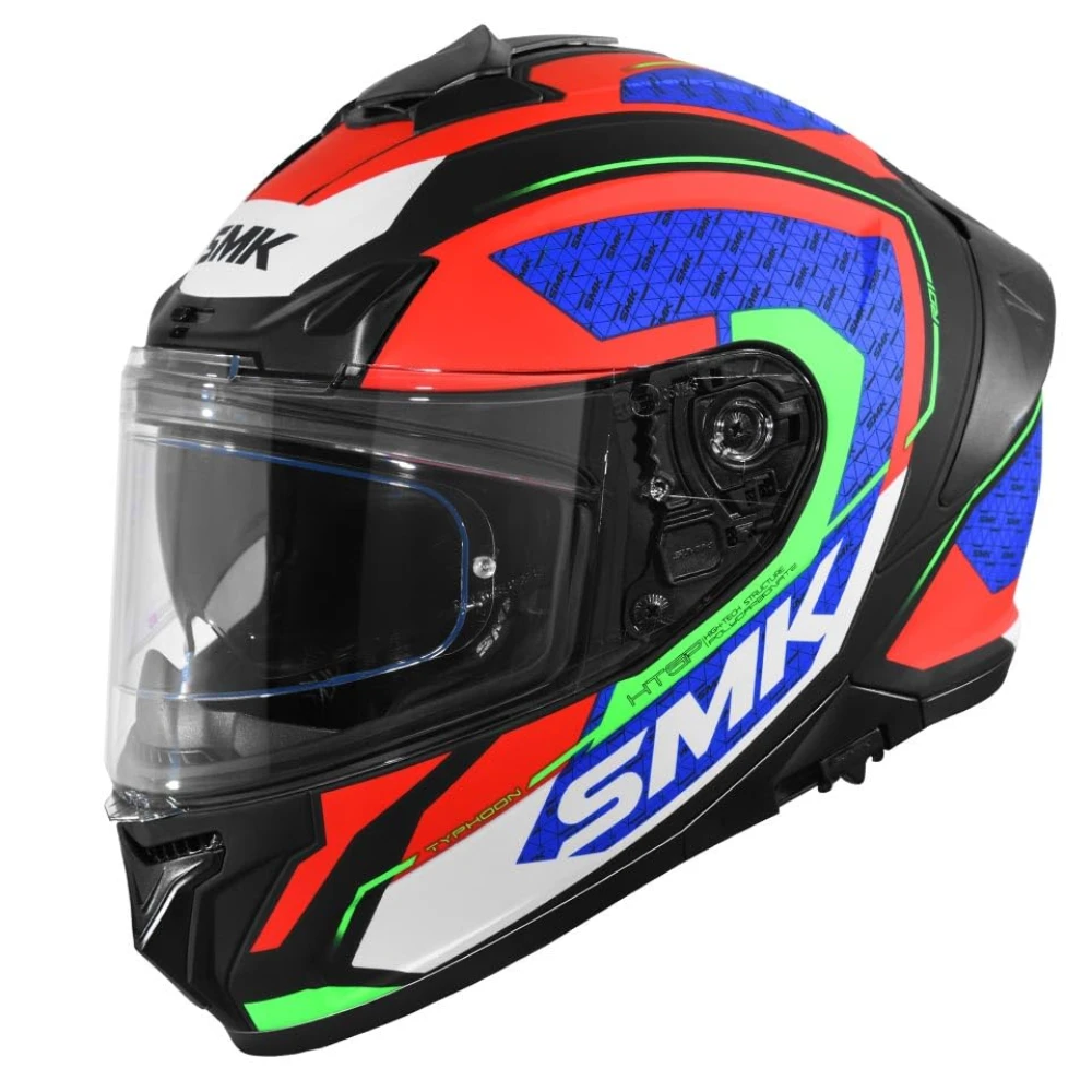 SMK Typhoon RD1 ISI ECE & DOT Certified Full Face Dual Visor Helmet for Men and Women with Pinlock Fitted Clear Visor and Inner Sun Visor ( MATT Black - MA235 - L )